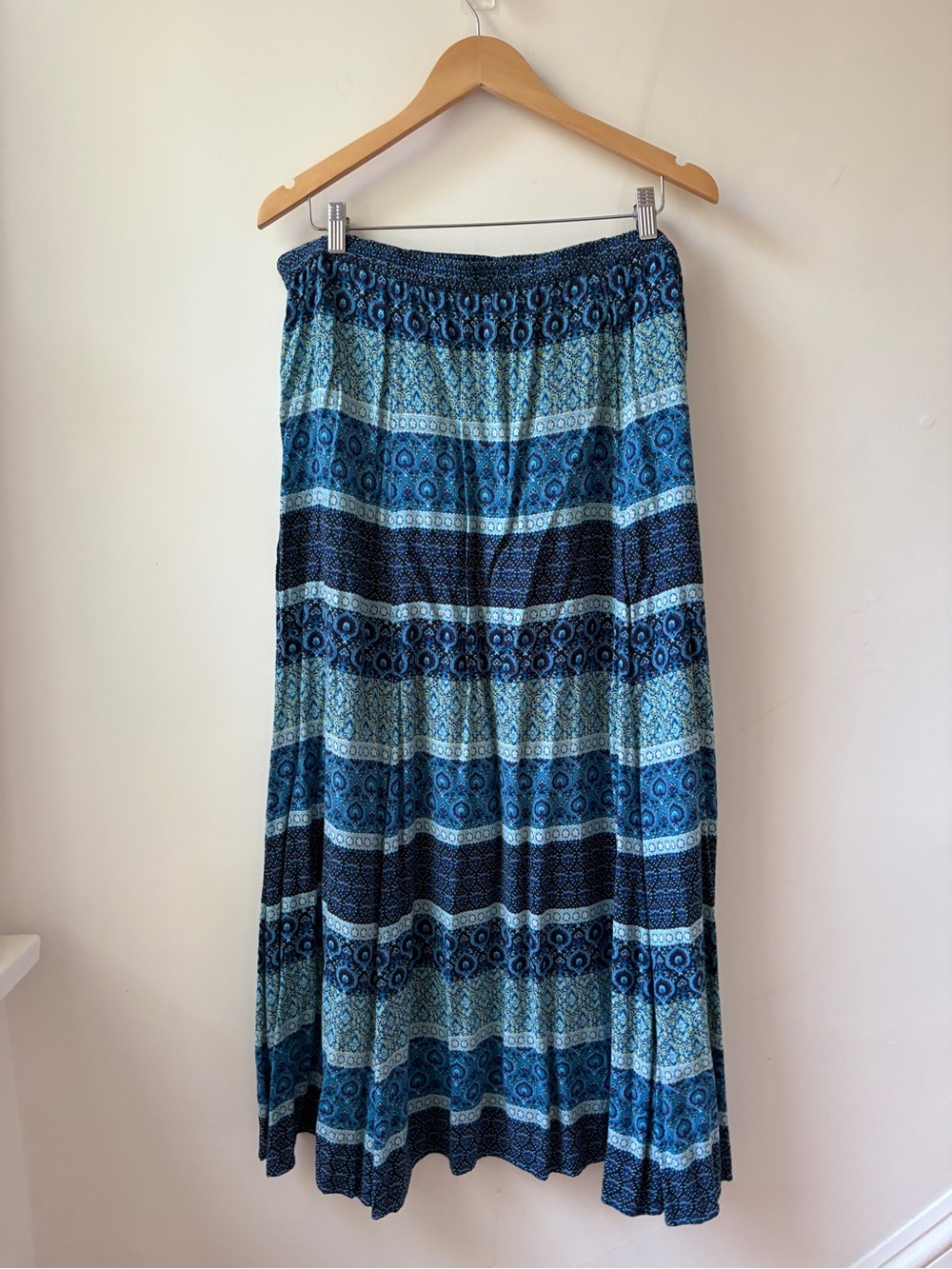 Lord & Taylor Blue Patterned Maxi Skirt - Picture 3 of 8